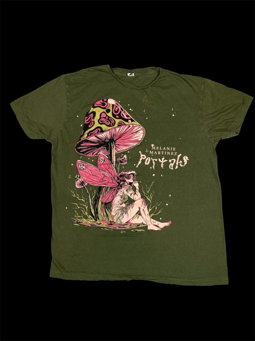 Melanie Martinez Portals Army Green Mushroom T-Shirt 100% Cotton Size Large